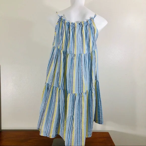 Anthropologie Striped Gauzy Tie Front Babydoll Dress Size Small - Picture 4 of 11